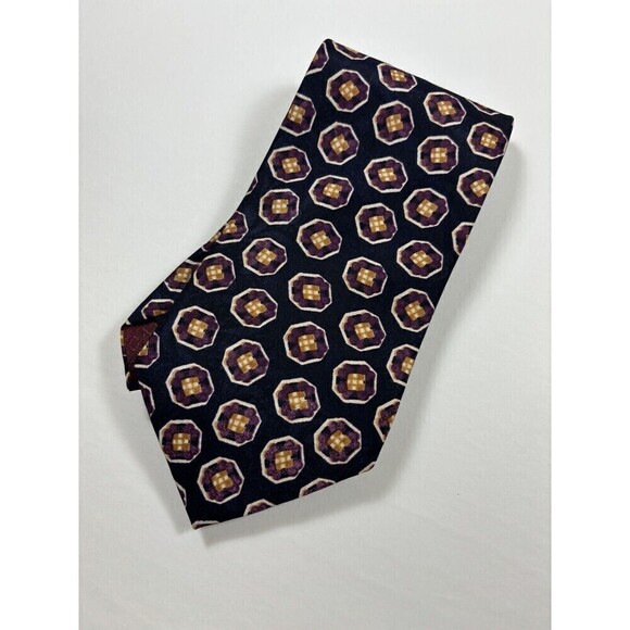 Christian Dior Monsiuer Tie Navy Blue Purple Gold Print - Picture 1 of 7